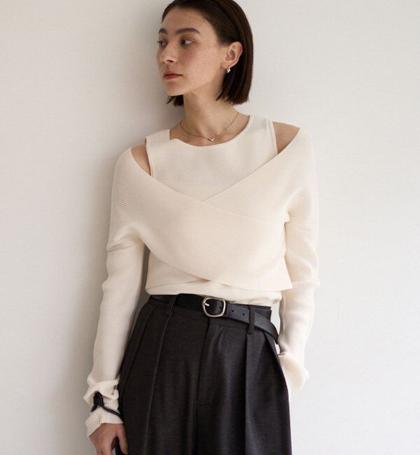  「オフショルクロスレイヤードニット」|ニット・セーター|