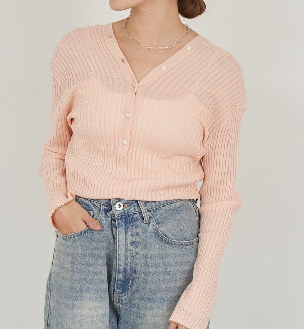  「2WAYリブカーディガン」|カーディガン|オレンジ