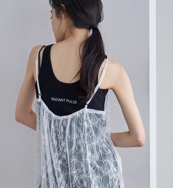  「【26SS予約】刺繍リブタンクトップ」|キャミソール|ブラック