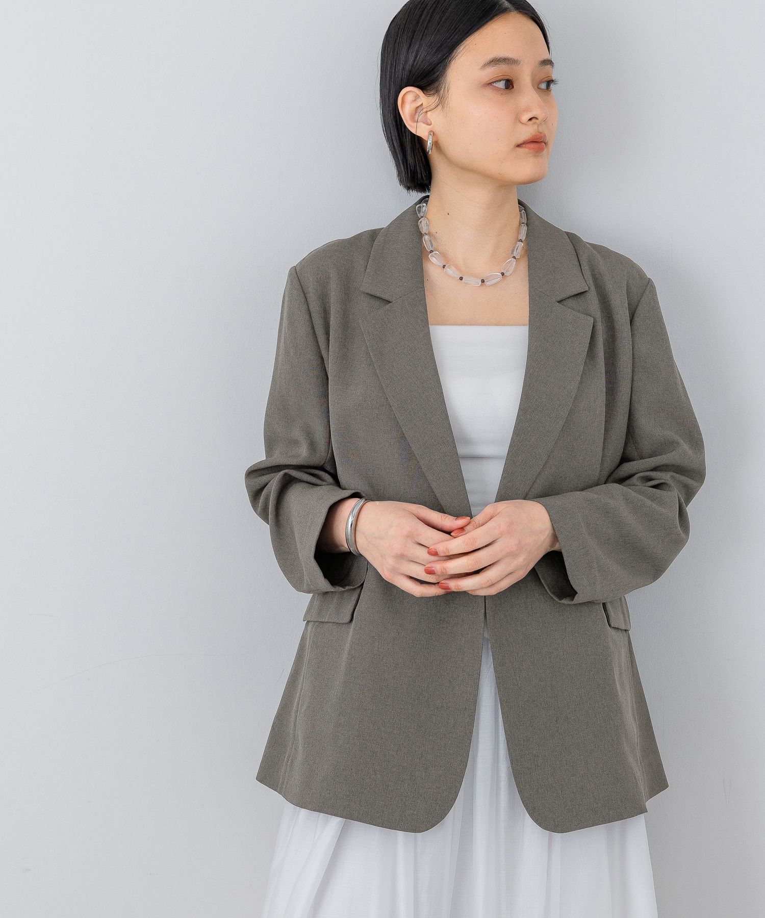 A part by 「リネンライクWジャケット」|テーラードジャケット|グレー