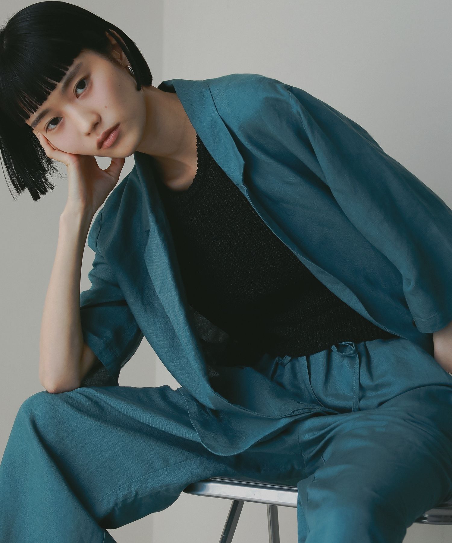 A part by 「レーヨンリネンシングルジャケット」|その他|グリーン