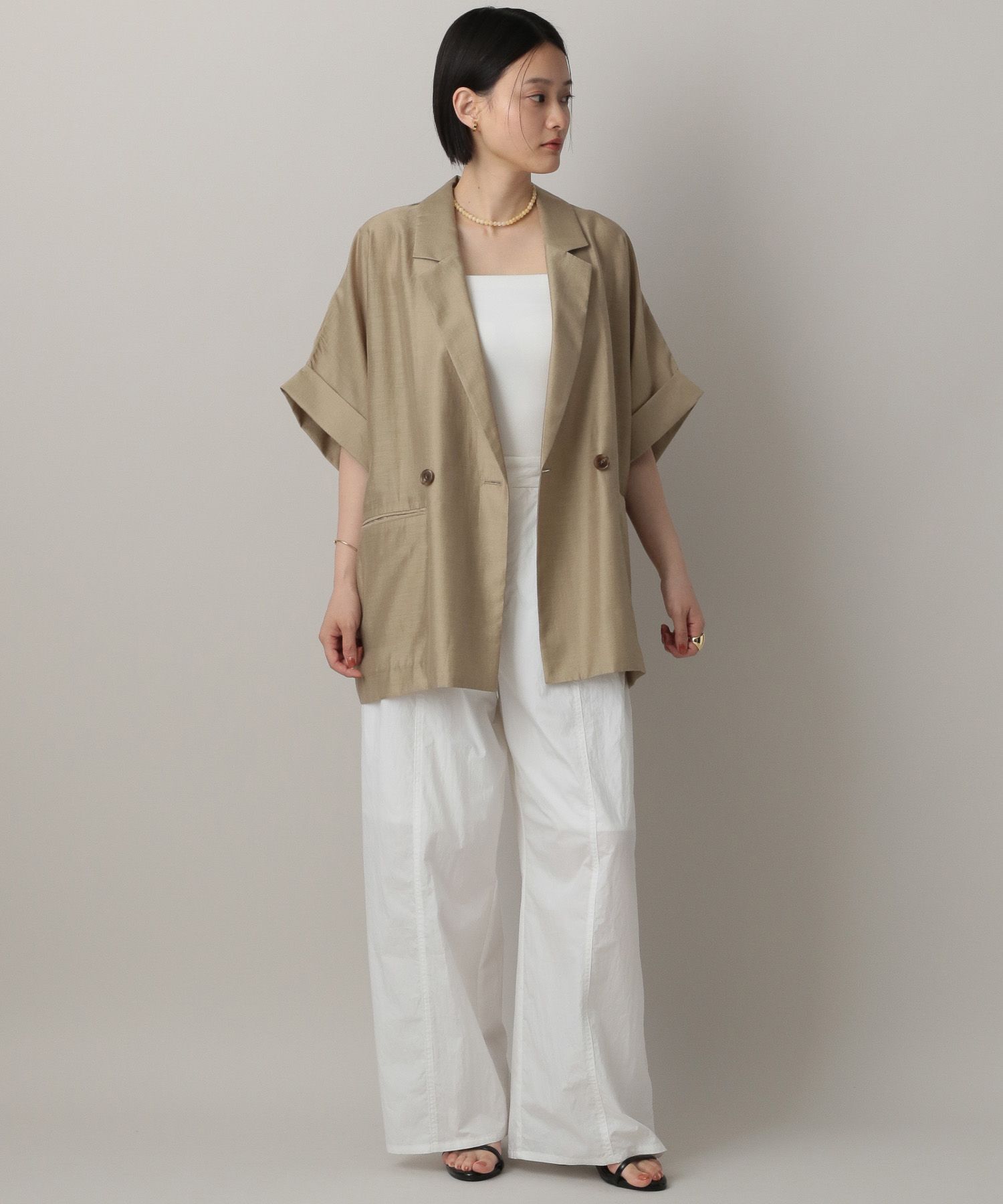 A part by 「アセテートリネン半袖ジャケット」|テーラードジャケット|