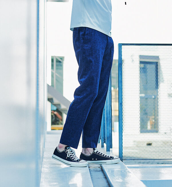 ABAHOUSE「【Recency of Mine】SOLO ストレッチリネン スラックスパンツ」|スラックス|ネイビー