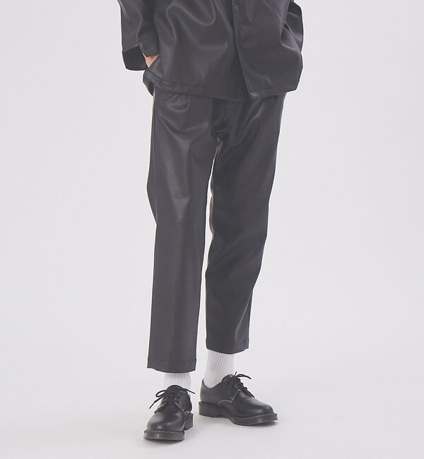 MYSELF ABAHOUSE「【MYSELF ABAHOUSE】ネオレザー ワンタック スリム テーパード パ」|その他|ブラック