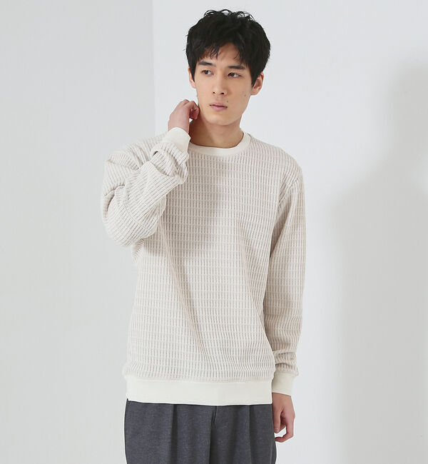 ABAHOUSE「クォーターゲージ ストライプコード プルオーバー ニット」|ニット・セーター|