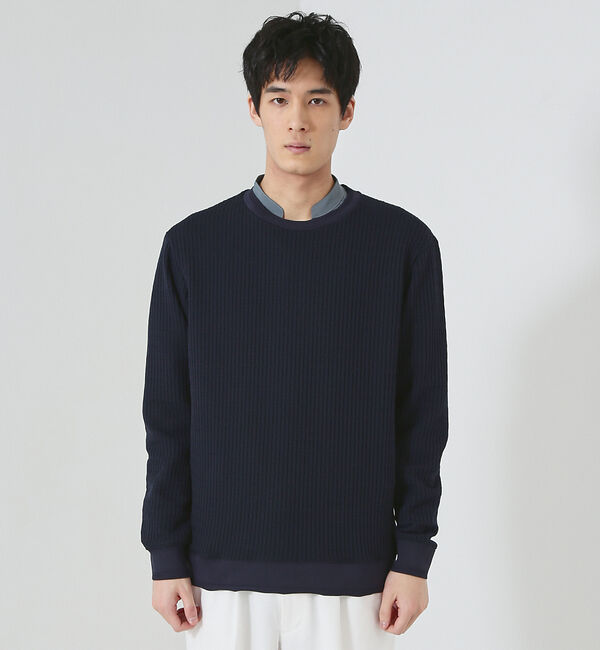 ABAHOUSE「クォーターゲージ ストライプコード プルオーバー ニット」|ニット・セーター|