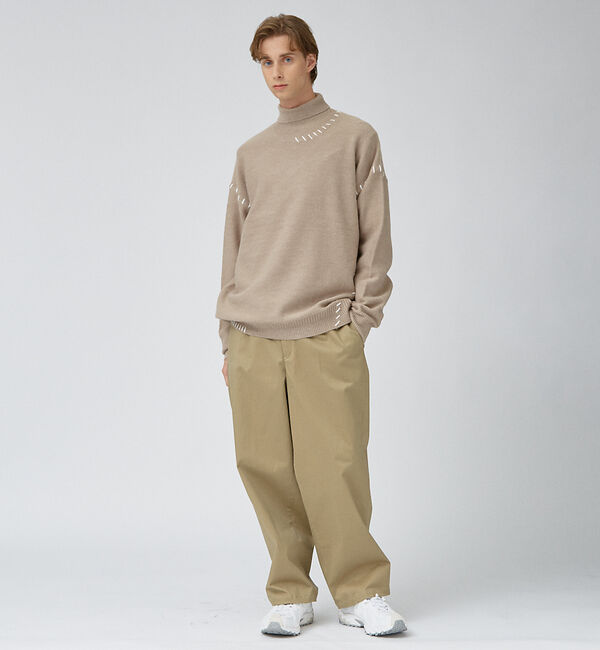 ABAHOUSE「【AH ABAHOUSE】ハンドステッチ タートルネック オーバー ニット」|ニット・セーター|