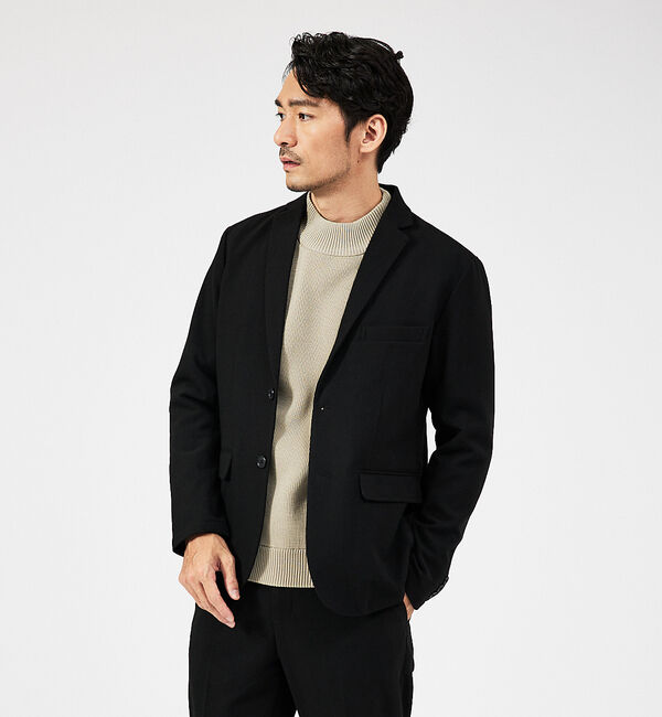 ABAHOUSE「【セットアップ対応】カシミヤタッチ ピーチ起毛 ストレッチ ジャケット」|テーラードジャケット|ブラック