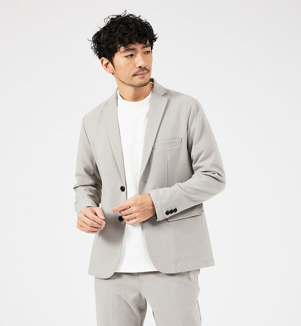 ABAHOUSE「【セットアップ対応】カシミヤタッチ ピーチ起毛 ストレッチ ジャケット」|テーラードジャケット|グレージュ