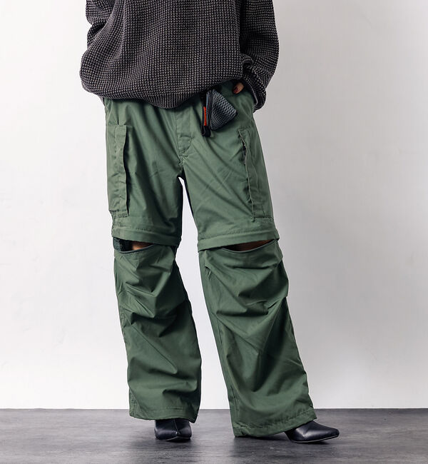 ABAHOUSE「3WAYデチャッタブルヘリクリーパンツ/TCウェザー/ユニセックス」|カーゴ|カーキ