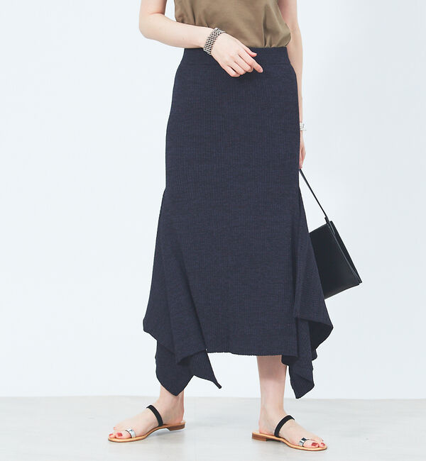 Rouge vif「ニットヘムフレアスカート」|スカート|ネイビー