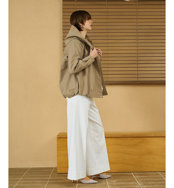 qualite「在庫あるのみ！【小顔効果抜群！大人のフードブルゾン】タスランストレッチフードブル」|ブルゾン・スタジャン|