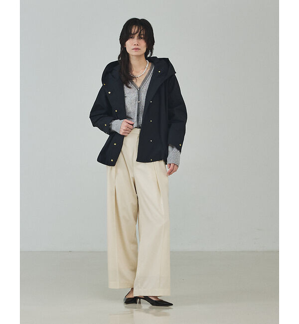 qualite「在庫あるのみ！【小顔効果抜群！大人のフードブルゾン】タスランストレッチフードブル」|ブルゾン・スタジャン|