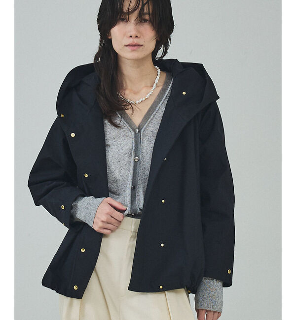 qualite「在庫あるのみ！【小顔効果抜群！大人のフードブルゾン】タスランストレッチフードブル」|ブルゾン・スタジャン|