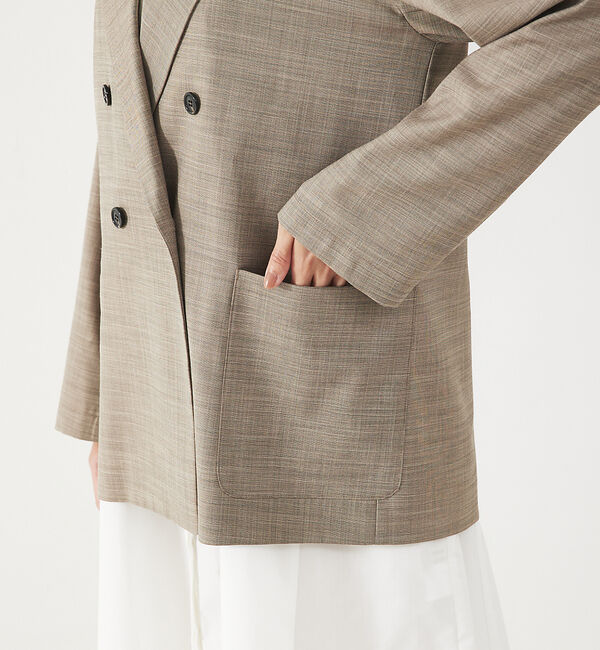 abahouse mavie「【LEE掲載・セットアップ対応】メランジ調ダブルジャケット/リネンライクジャケッ」|テーラードジャケット|