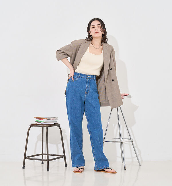 abahouse mavie「【LEE掲載・セットアップ対応】メランジ調ダブルジャケット/リネンライクジャケッ」|テーラードジャケット|