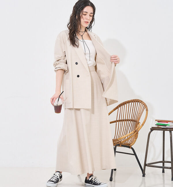 abahouse mavie「【LEE掲載・セットアップ対応】メランジ調ダブルジャケット/リネンライクジャケッ」|テーラードジャケット|