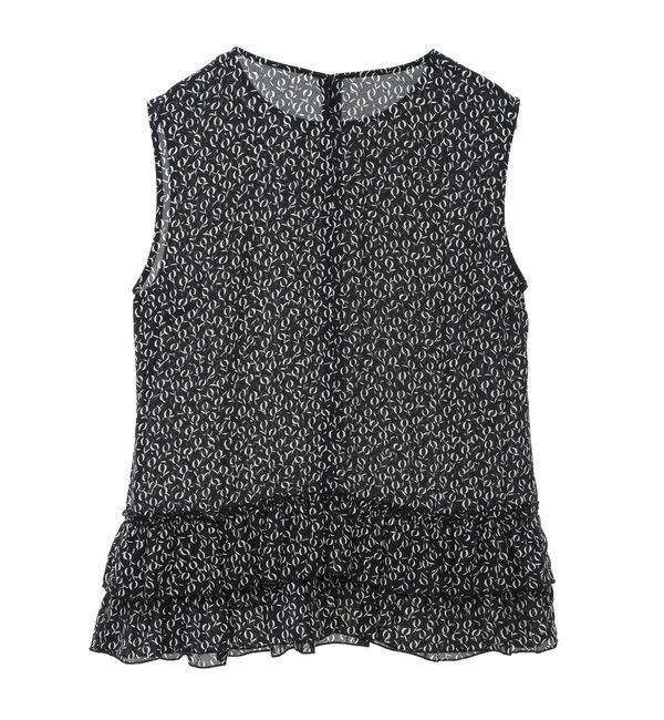 TIARA「モノトーンリーフプリントペプラムブラウス」|シャツ・ブラウス|