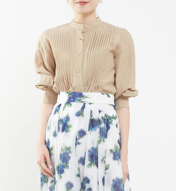 TIARA「タックオーバーシャツブラウス（セットアップ可）」|シャツ・ブラウス|ベージュ