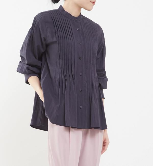 TIARA「タックオーバーシャツブラウス（セットアップ可）」|シャツ・ブラウス|ネイビー