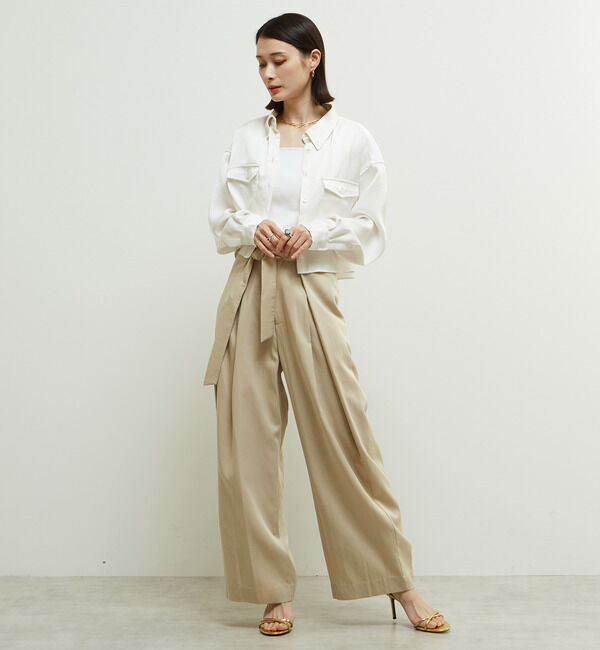 SOFFITTO「両サイド折り返しラップデザインセミワイドパンツ」|その他|