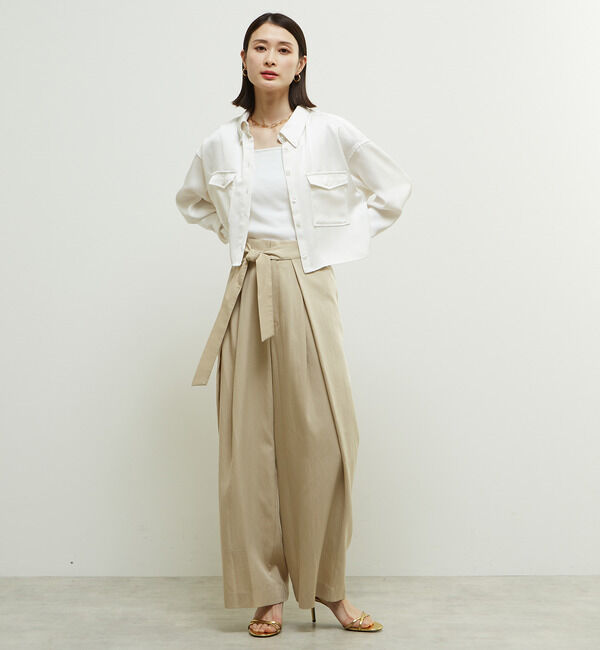 SOFFITTO「両サイド折り返しラップデザインセミワイドパンツ」|その他|
