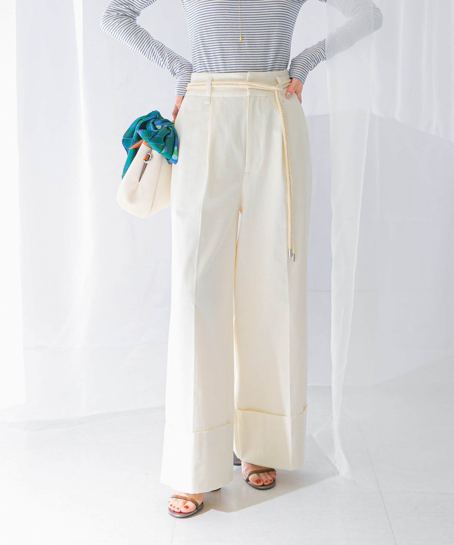 URBAN RESEARCH ROSSO「ベルト付ロールアップパンツ」|その他|オフホワイト