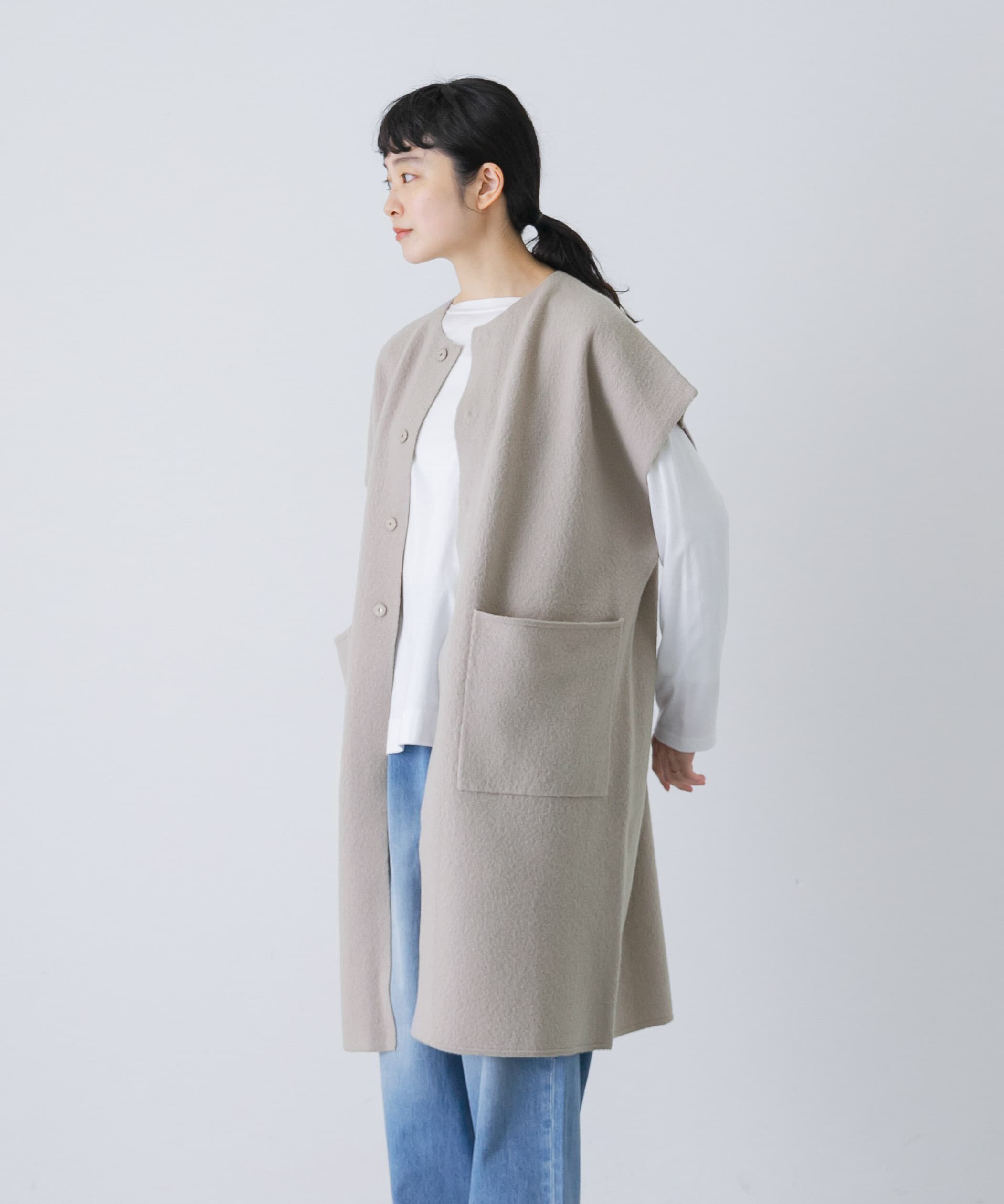 かぐれ「圧縮ウールフレンチロングジレ」|ベスト・ジレ|