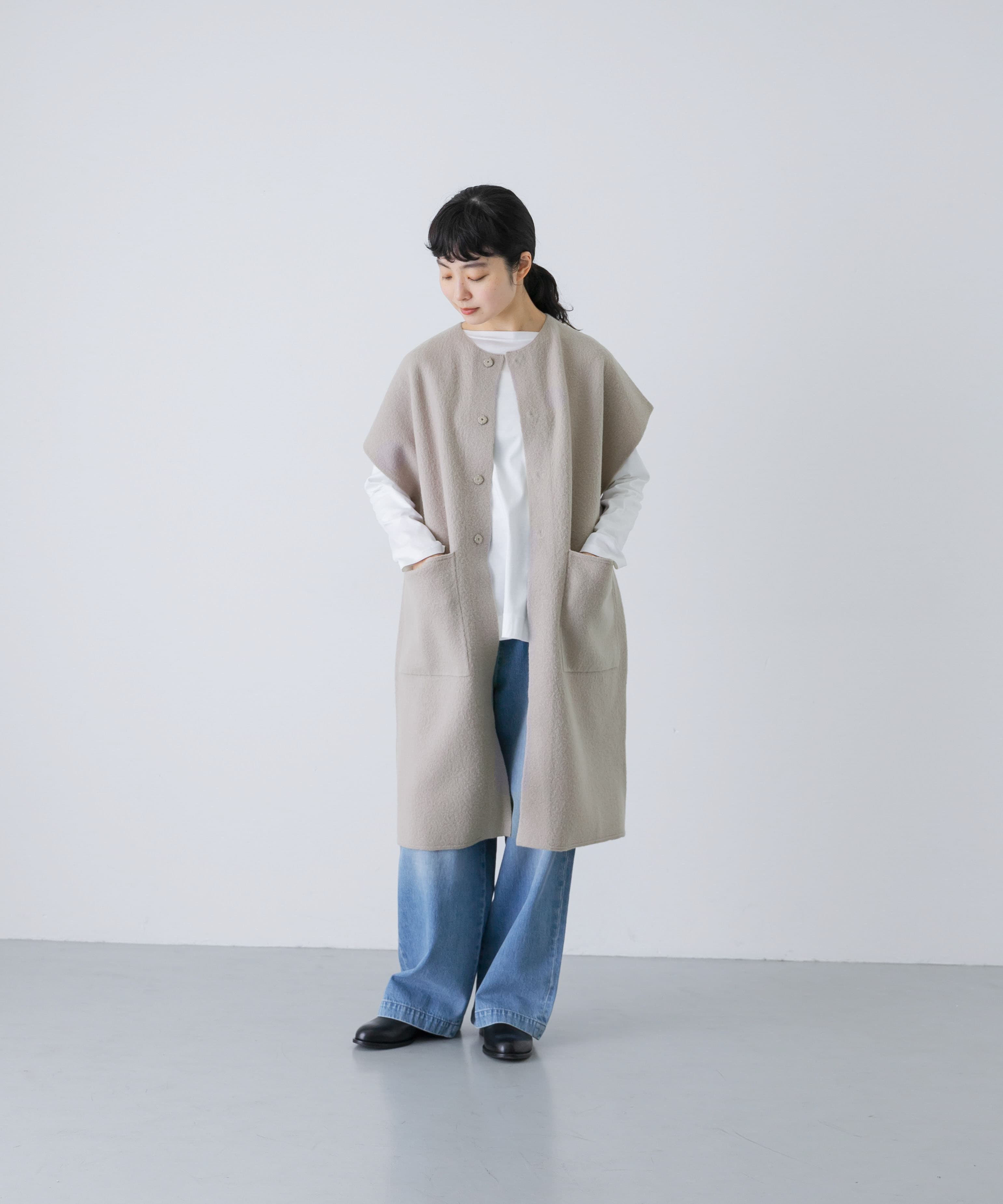 かぐれ「圧縮ウールフレンチロングジレ」|ベスト・ジレ|