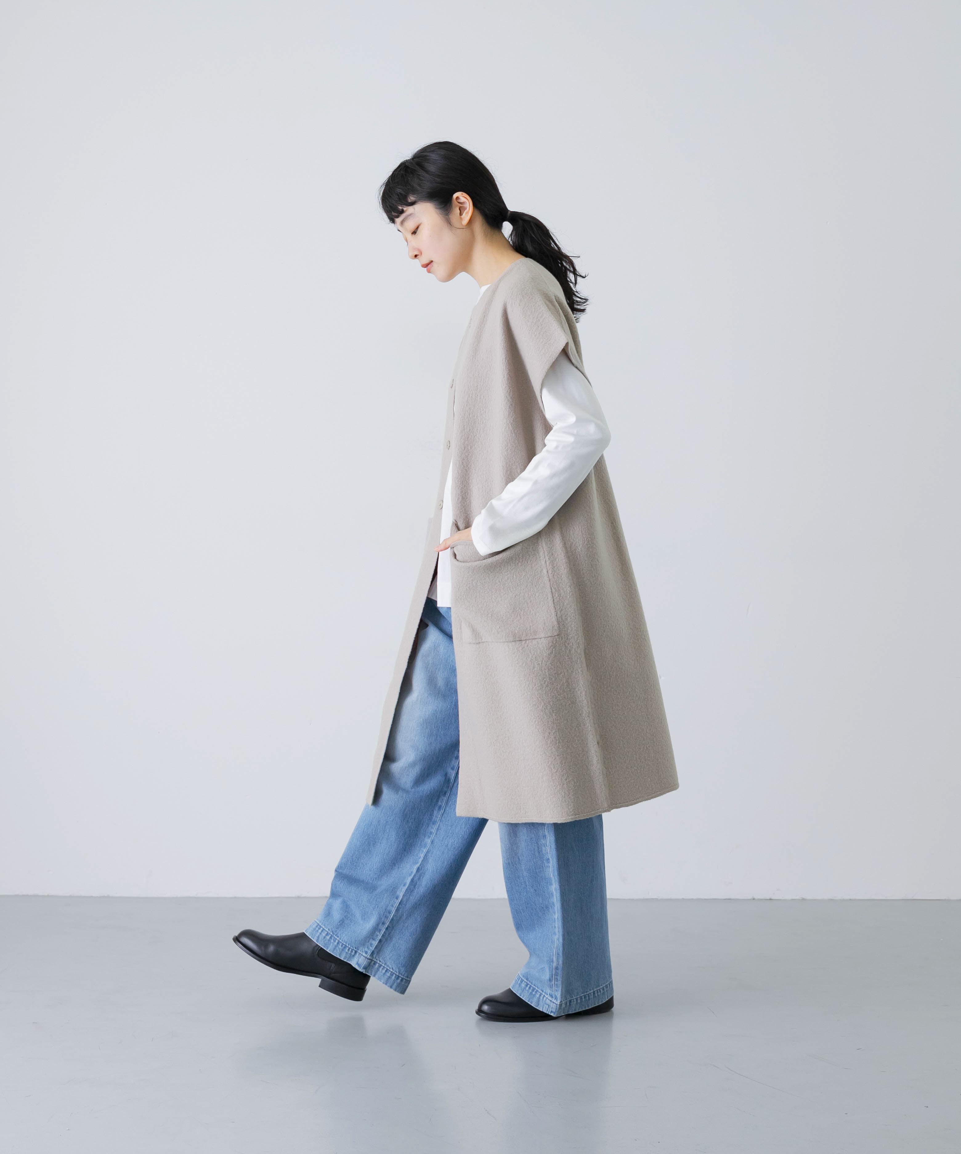 かぐれ「圧縮ウールフレンチロングジレ」|ベスト・ジレ|