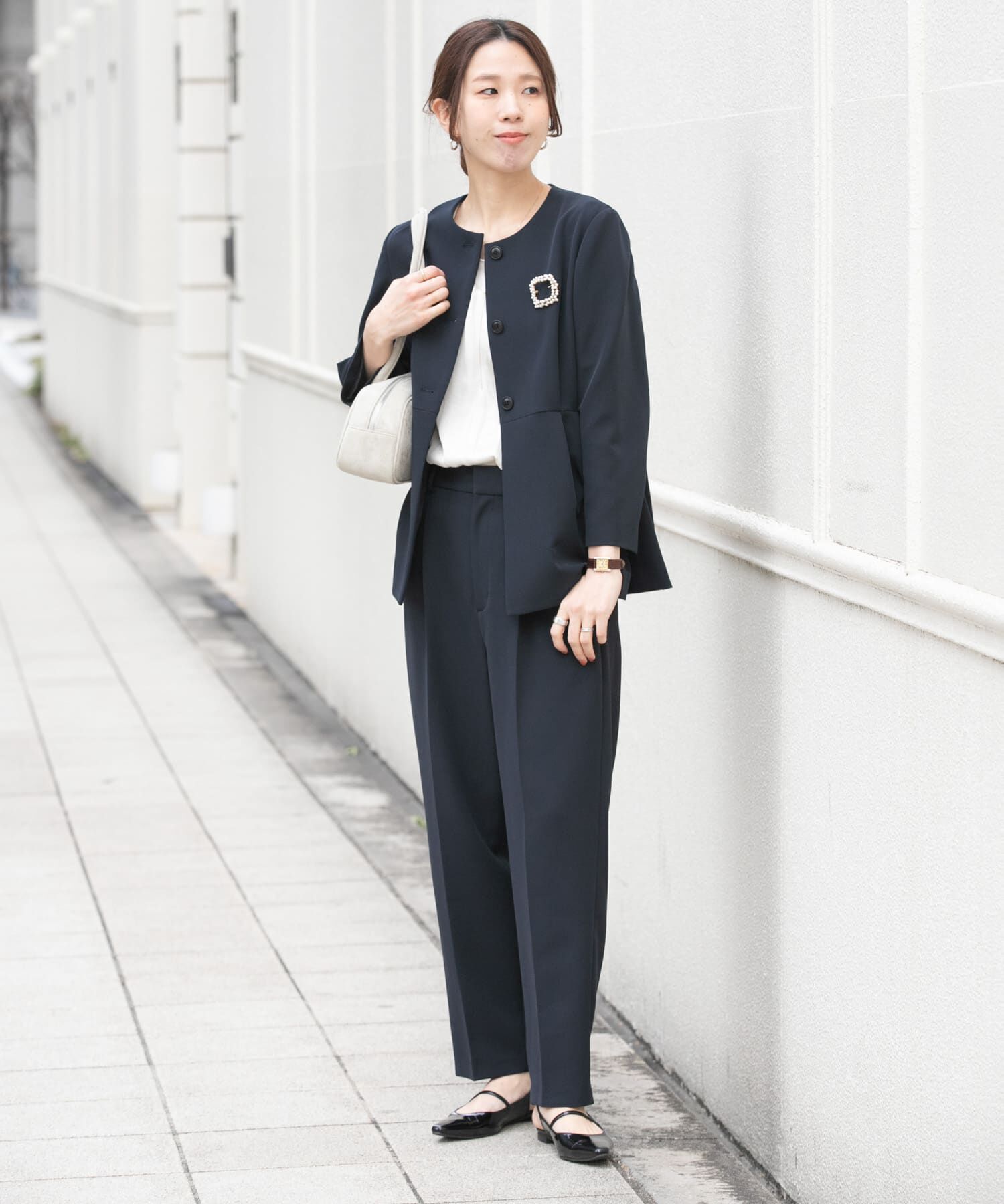 URBAN RESEARCH「ノーカラーペプラムジャケット」|ノーカラージャケット|