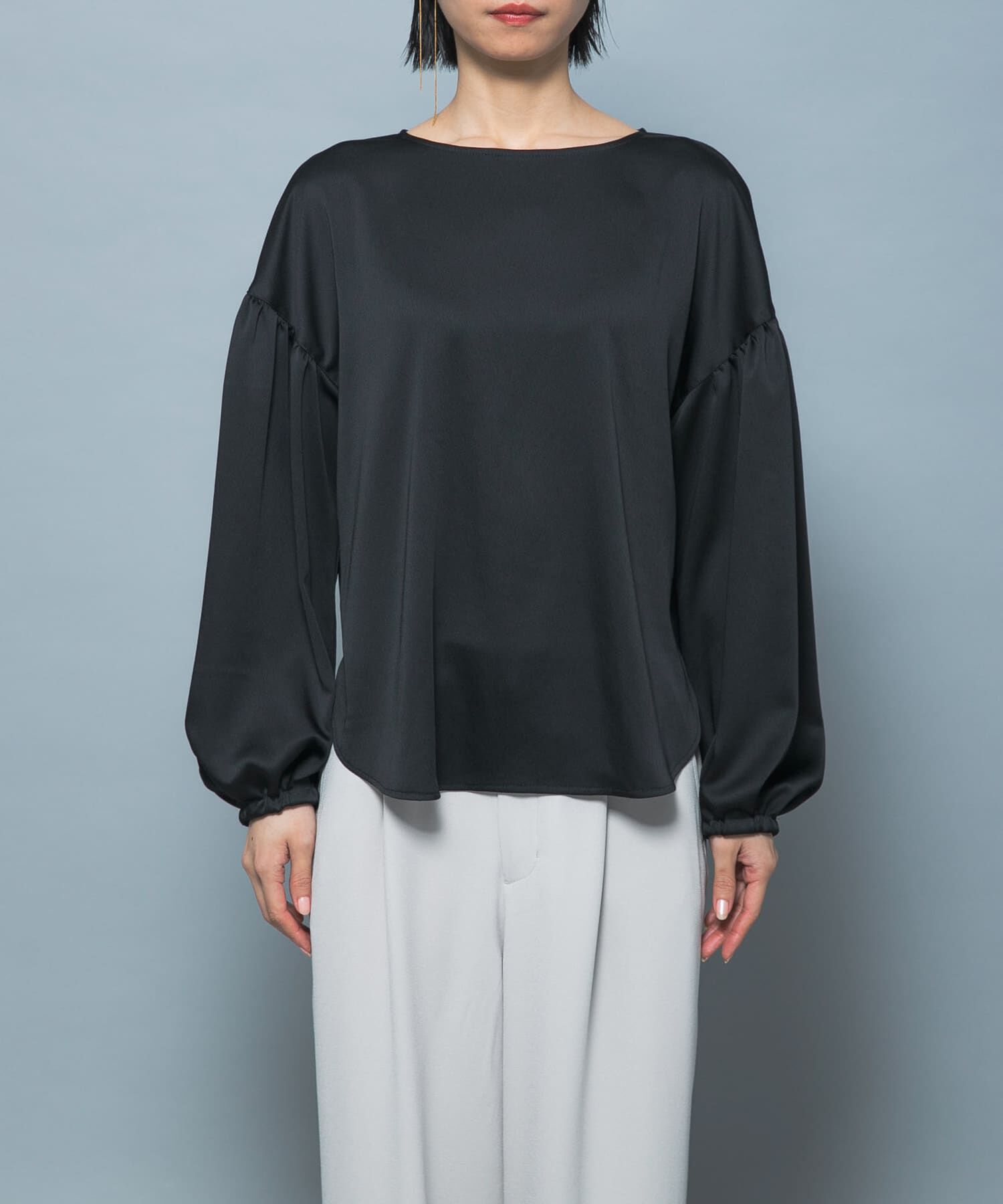 URBAN RESEARCH ROSSO「ハンマーサテンギャザーブラウス」|シャツ・ブラウス|