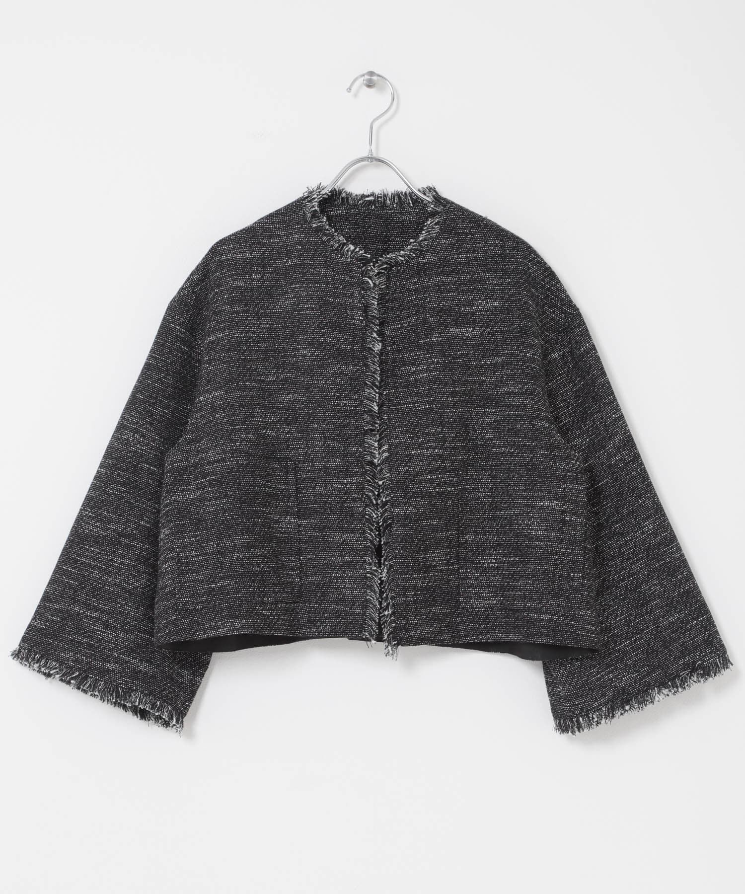 URBAN RESEARCH ROSSO「ツイードショートジャケット」|ノーカラージャケット|