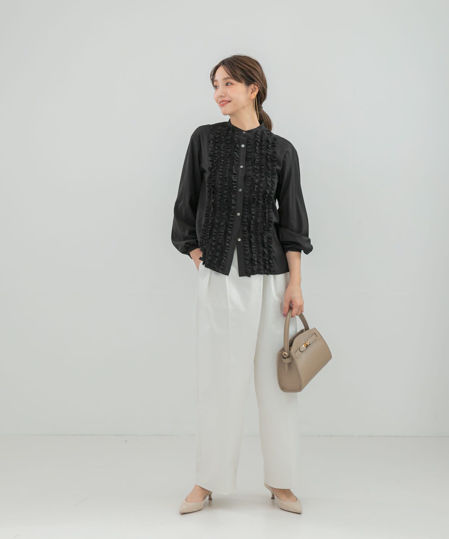 URBAN RESEARCH ROSSO「『WEB限定』フロントフリルデザインブラウス」|シャツ・ブラウス|