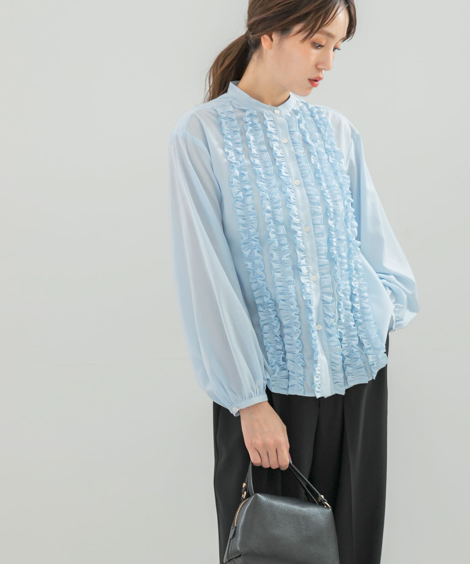 URBAN RESEARCH ROSSO「『WEB限定』フロントフリルデザインブラウス」|シャツ・ブラウス|