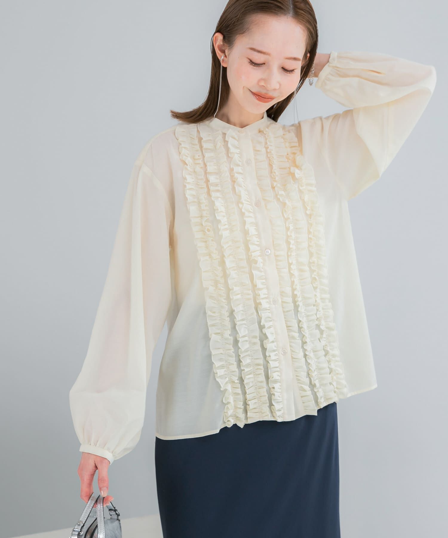 URBAN RESEARCH ROSSO「『WEB限定』フロントフリルデザインブラウス」|シャツ・ブラウス|