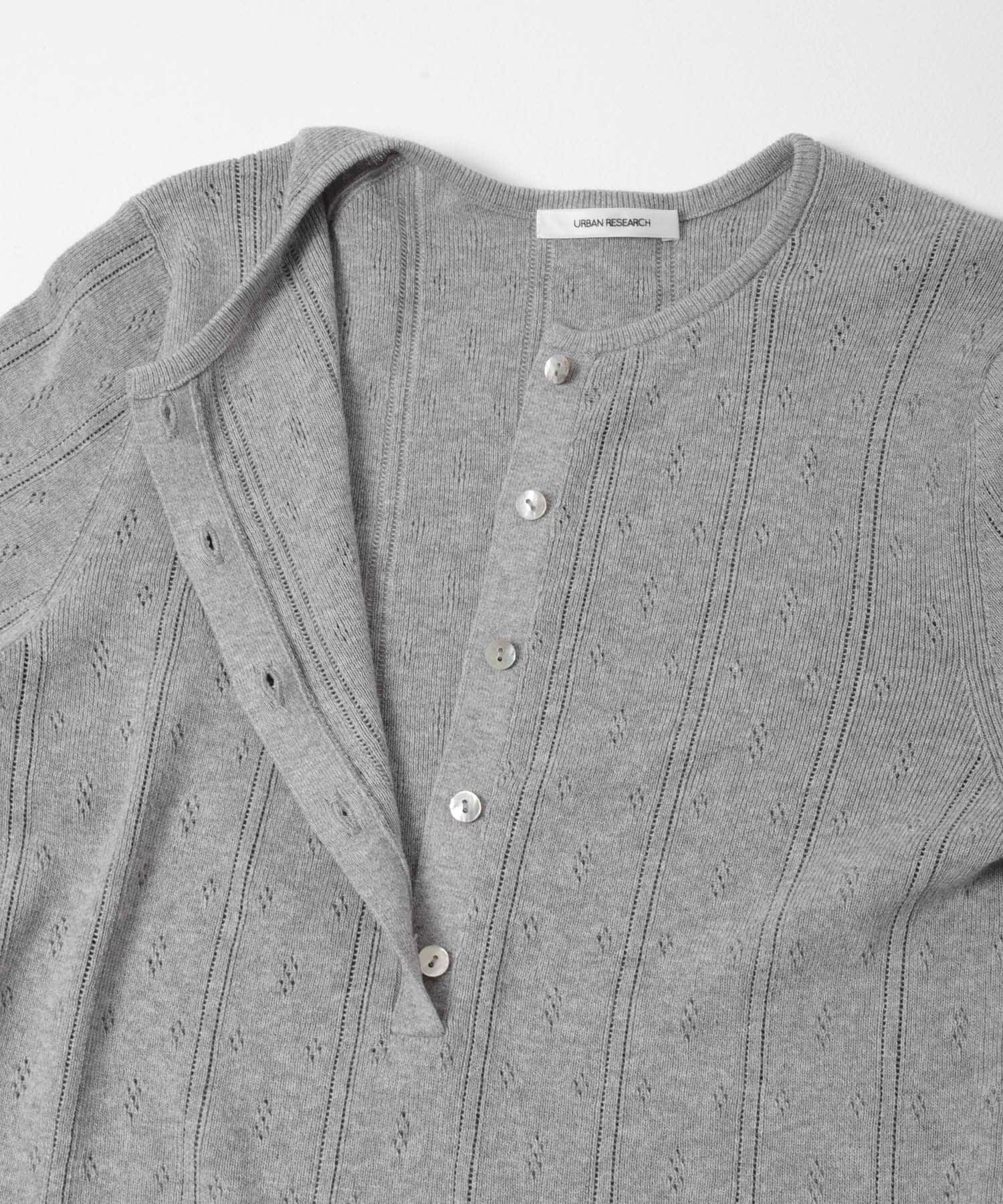 URBAN RESEARCH「パターンメッシュヘンリーネックニット」|ニット・セーター|