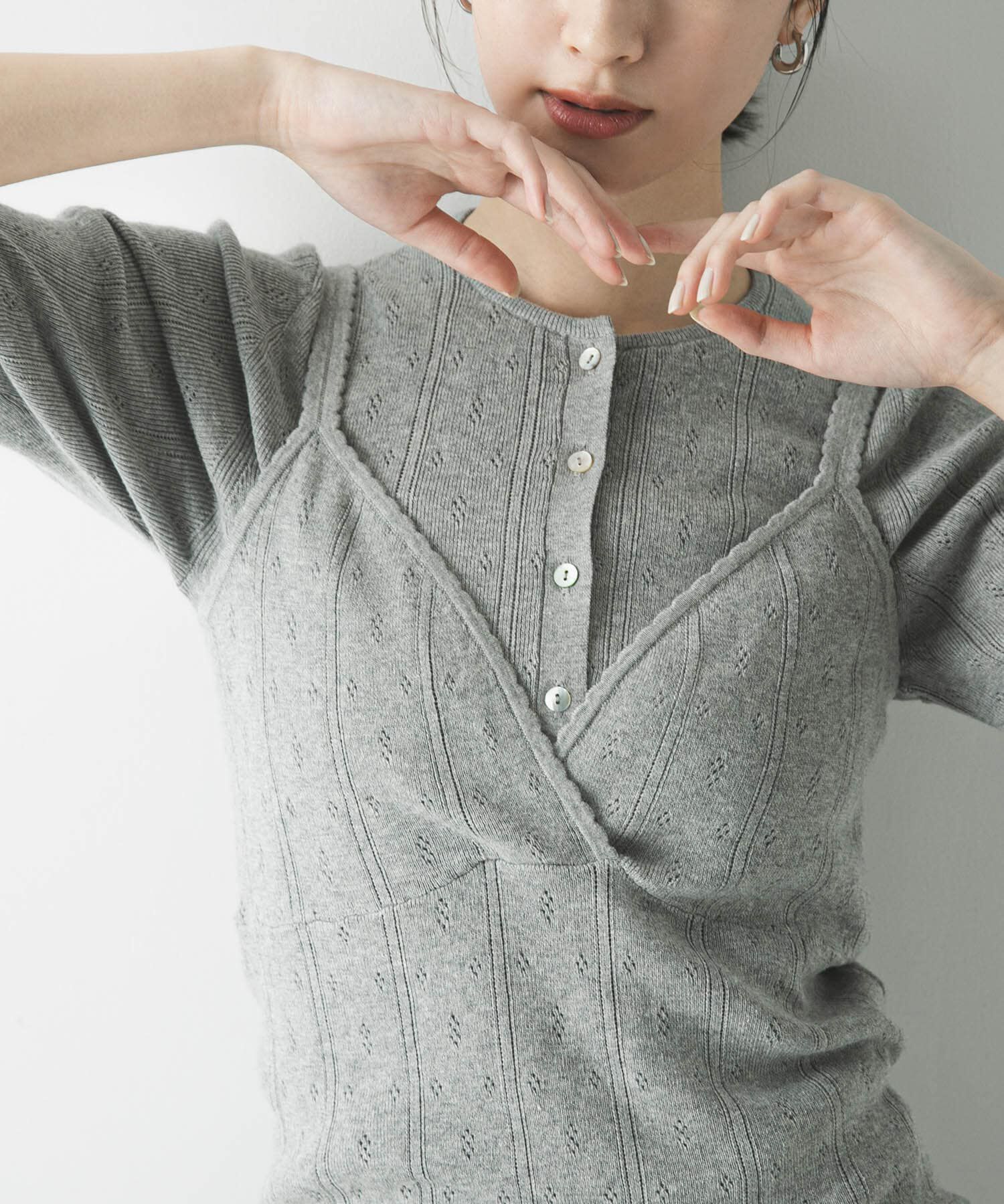 URBAN RESEARCH「パターンメッシュニットキャミソール」|ニット・セーター|