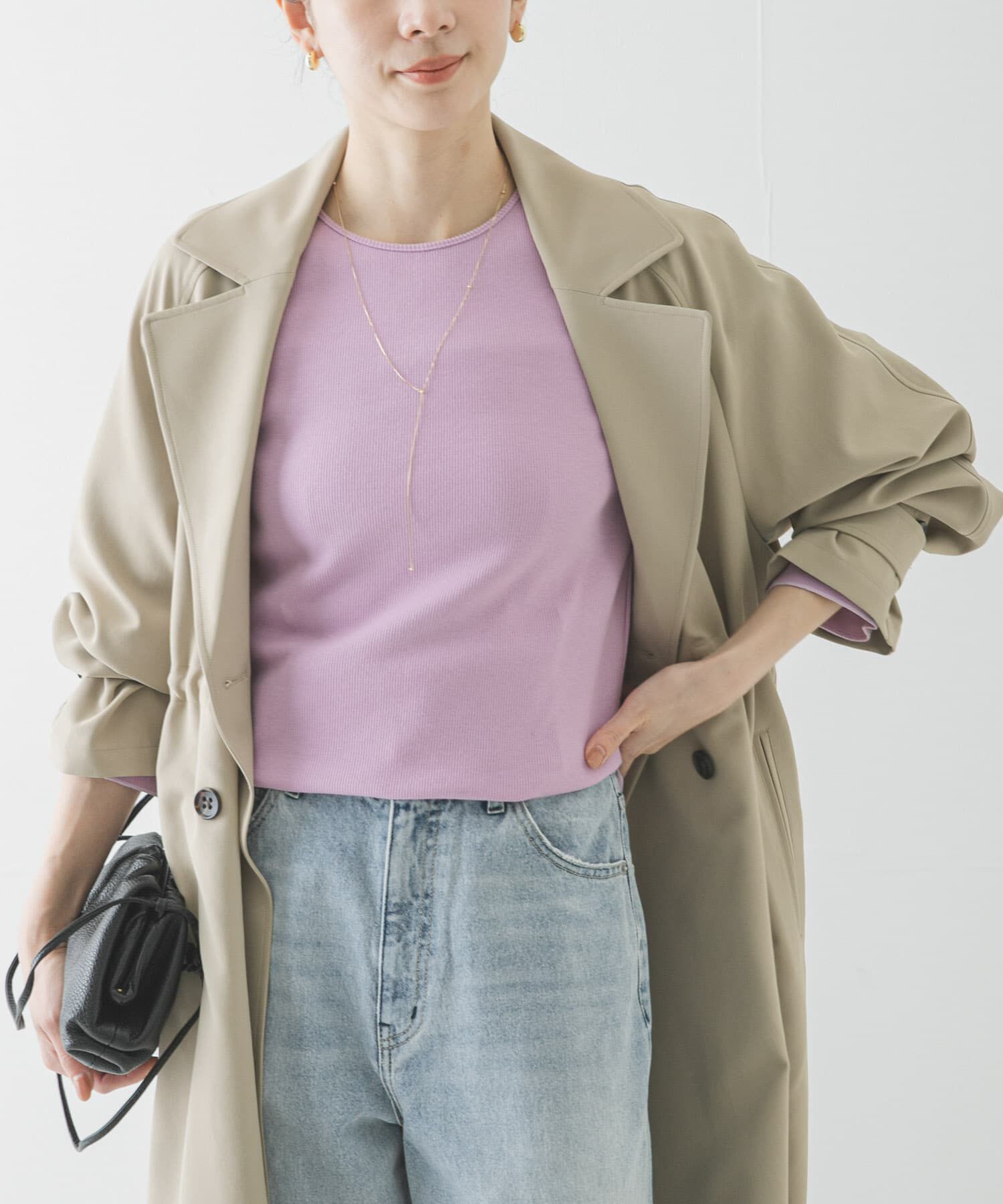 URBAN RESEARCH「ストレッチリブカットソー」|Tシャツ・カットソー|ピンク