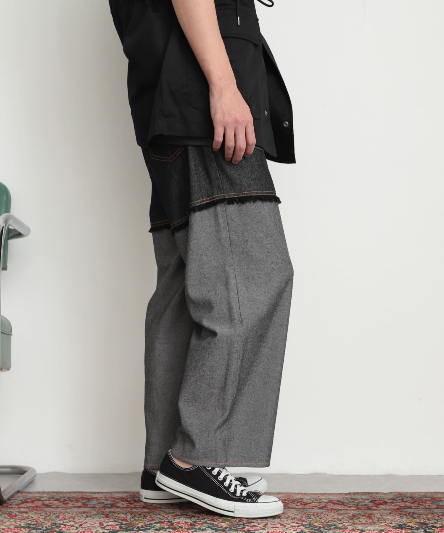 SENSE OF PLACE by URBAN RESEARCH「デニムフリンジシャンブレーワイドパンツ」|デニム|