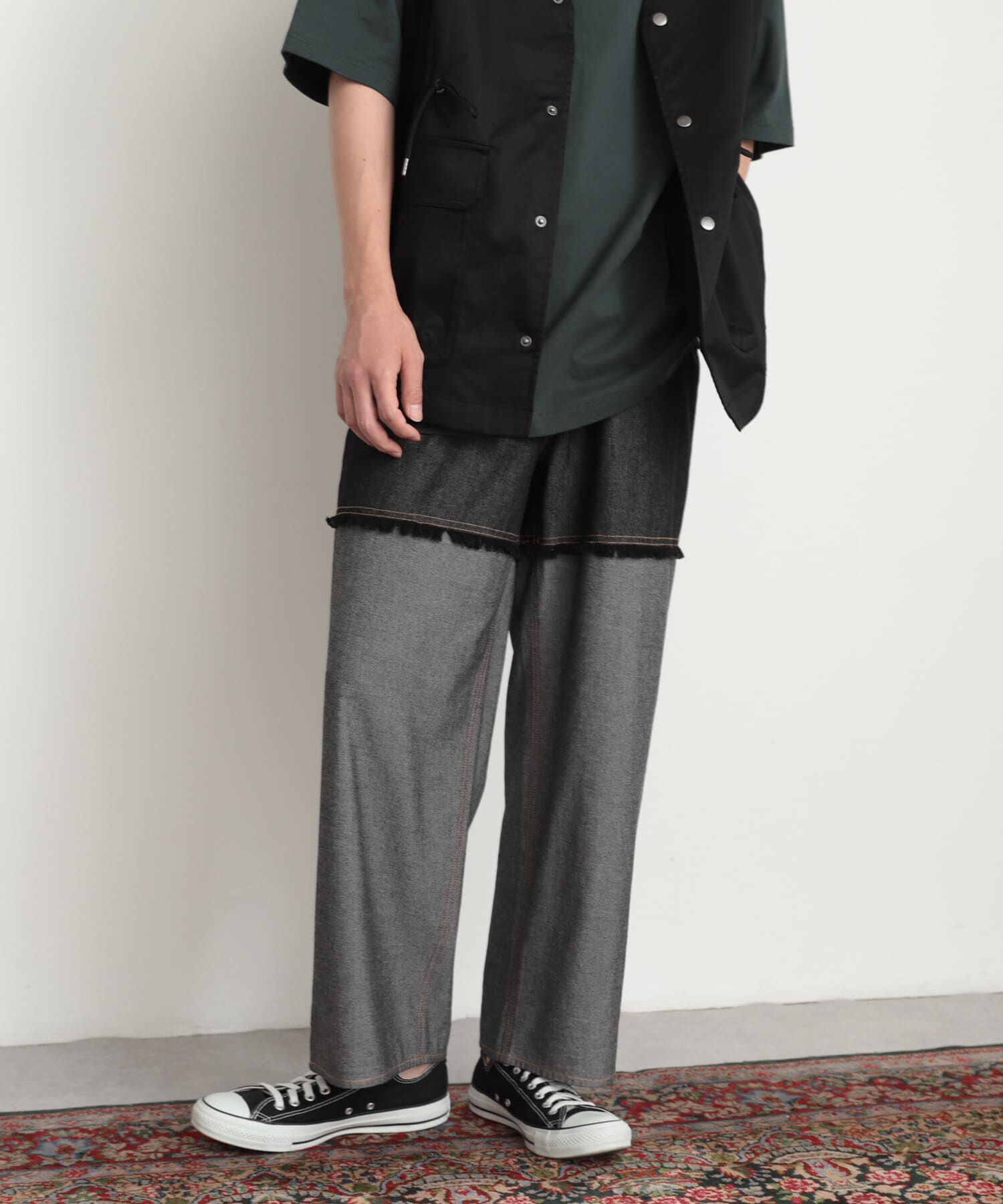 SENSE OF PLACE by URBAN RESEARCH「デニムフリンジシャンブレーワイドパンツ」|デニム|