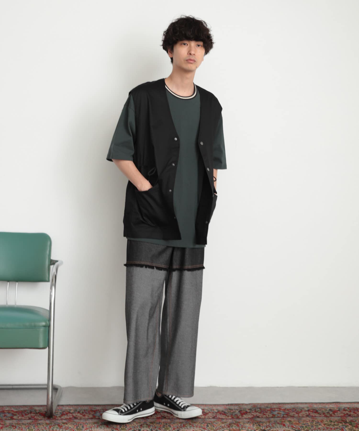 SENSE OF PLACE by URBAN RESEARCH「デニムフリンジシャンブレーワイドパンツ」|デニム|