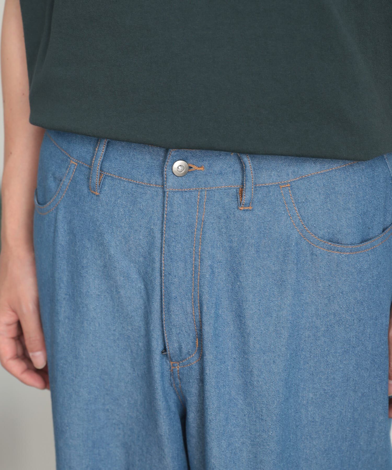 SENSE OF PLACE by URBAN RESEARCH「デニムフリンジシャンブレーワイドパンツ」|デニム|