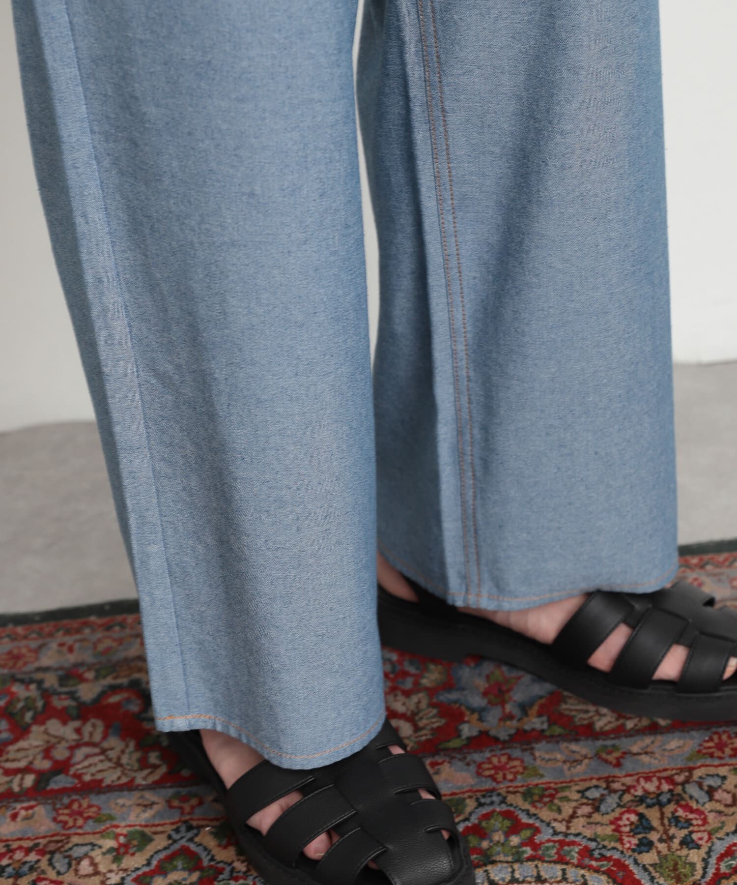 SENSE OF PLACE by URBAN RESEARCH「デニムフリンジシャンブレーワイドパンツ」|デニム|