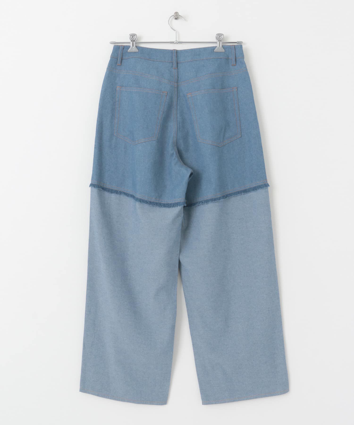 SENSE OF PLACE by URBAN RESEARCH「デニムフリンジシャンブレーワイドパンツ」|デニム|