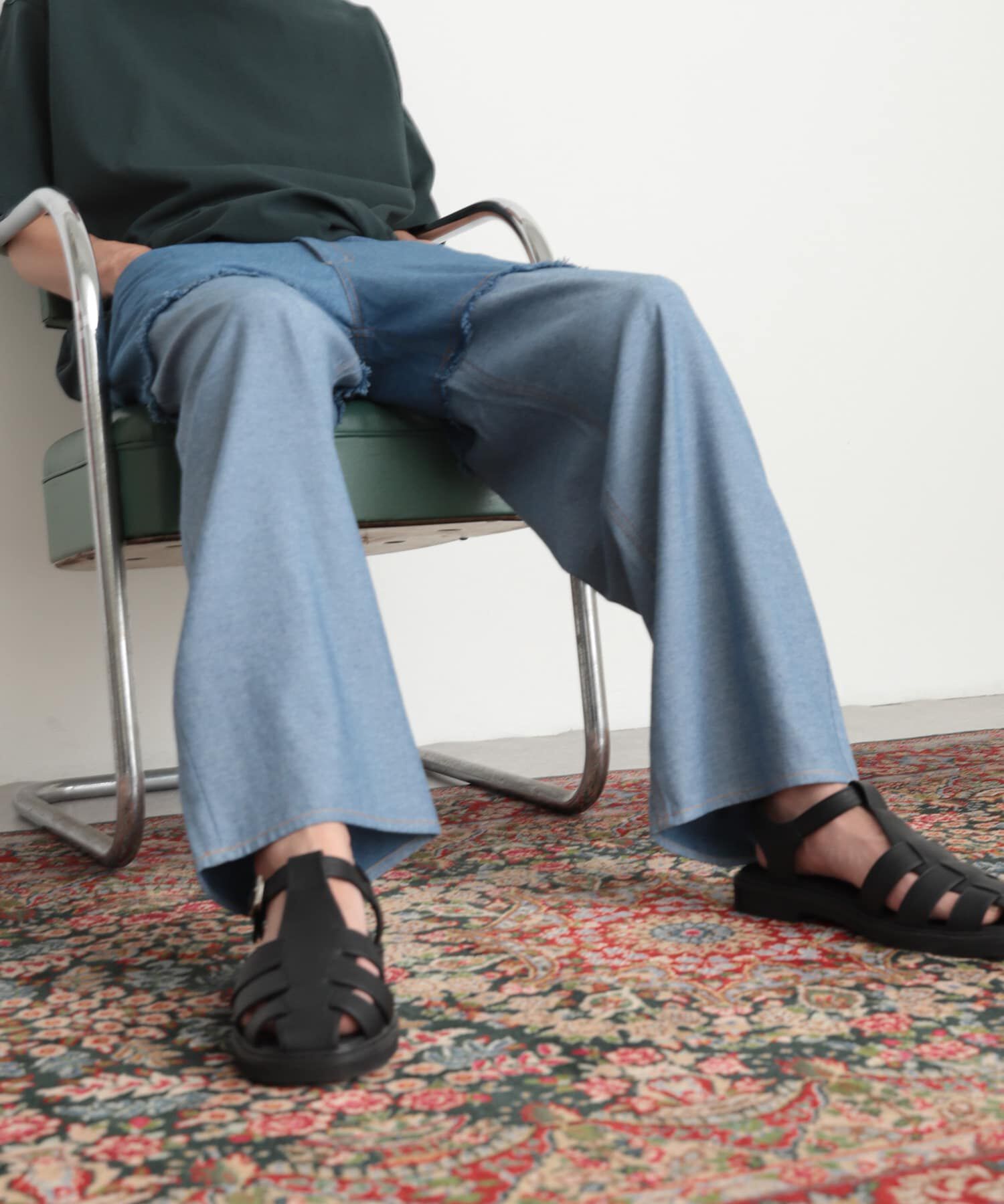 SENSE OF PLACE by URBAN RESEARCH「デニムフリンジシャンブレーワイドパンツ」|デニム|