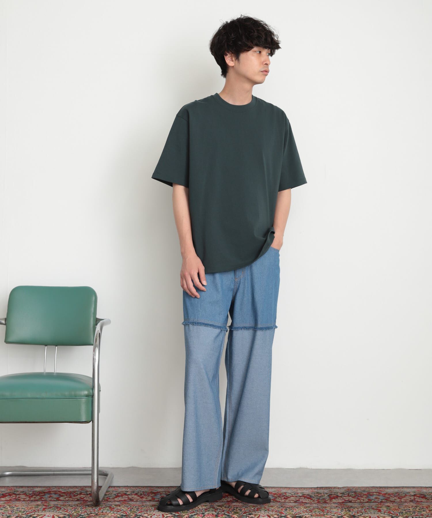 SENSE OF PLACE by URBAN RESEARCH「デニムフリンジシャンブレーワイドパンツ」|デニム|