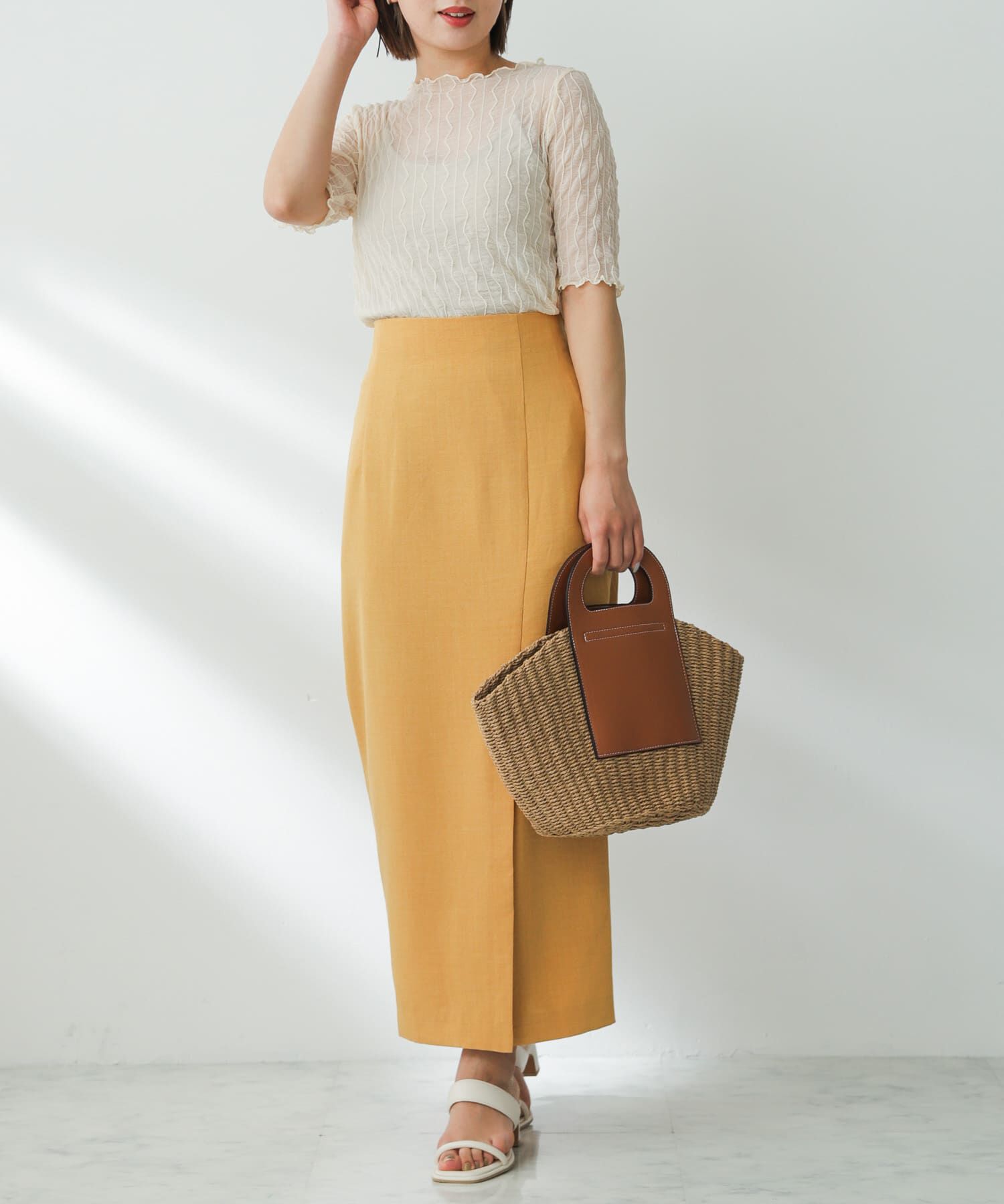 SENSE OF PLACE by URBAN RESEARCH「ウェーブパターンシアートップ(5分袖)」|Tシャツ・カットソー|