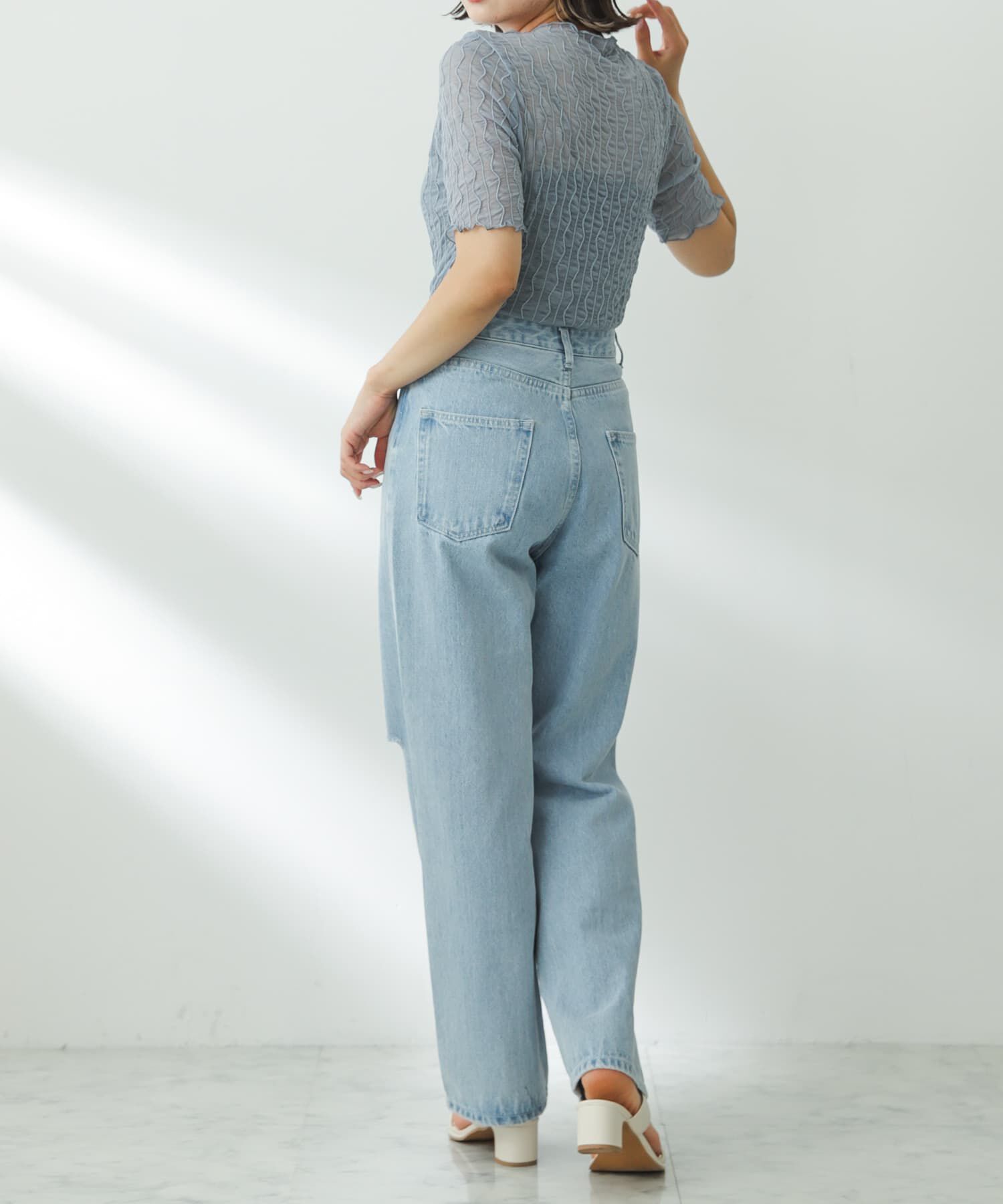 SENSE OF PLACE by URBAN RESEARCH「ウェーブパターンシアートップ(5分袖)」|Tシャツ・カットソー|