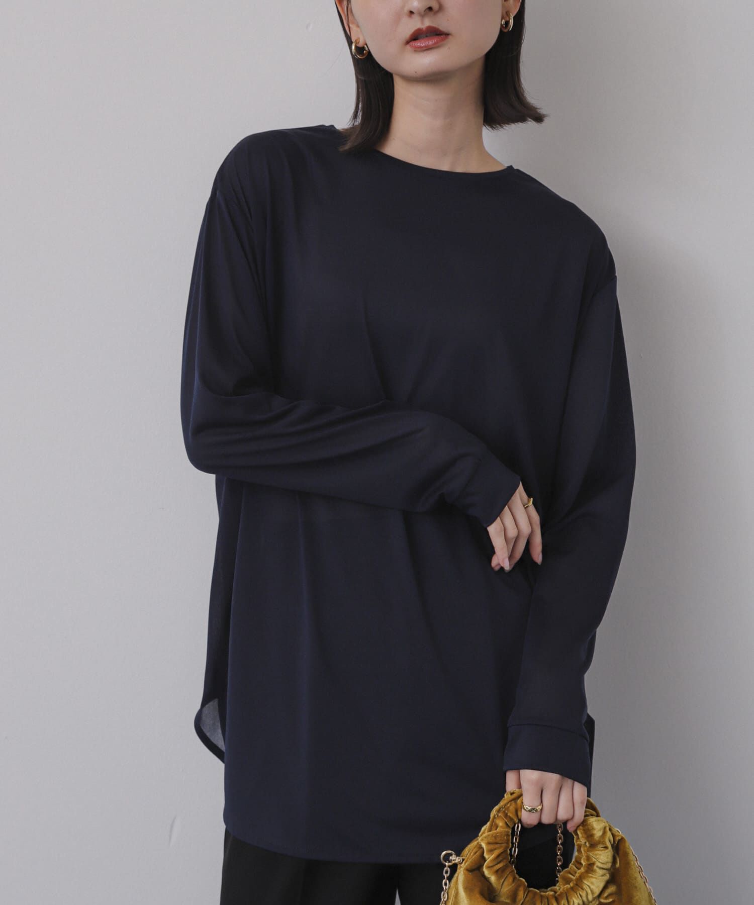 SENSE OF PLACE by URBAN RESEARCH「ラウンドテールシアールーズトップ」|Tシャツ・カットソー|ネイビー